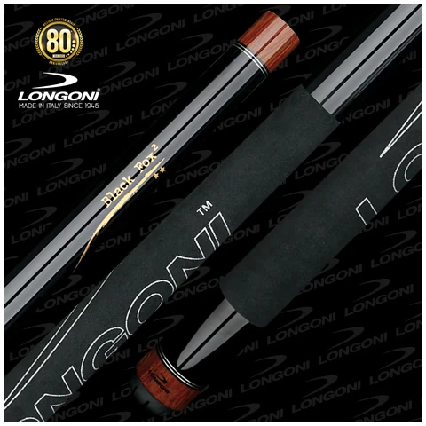 Longoni carom cue - Black fox II BLACK Alcantara