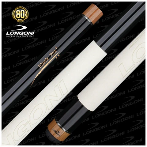 Longoni carom cue - Black fox II GRAY Alcantara