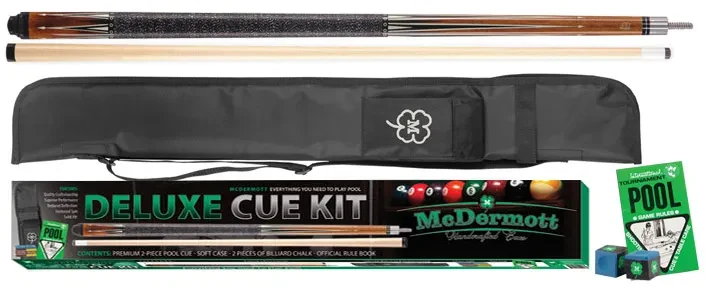 Estuche Deluxe de McDermott con Taco de Billar Pool Marrón + Funda + Accesorios