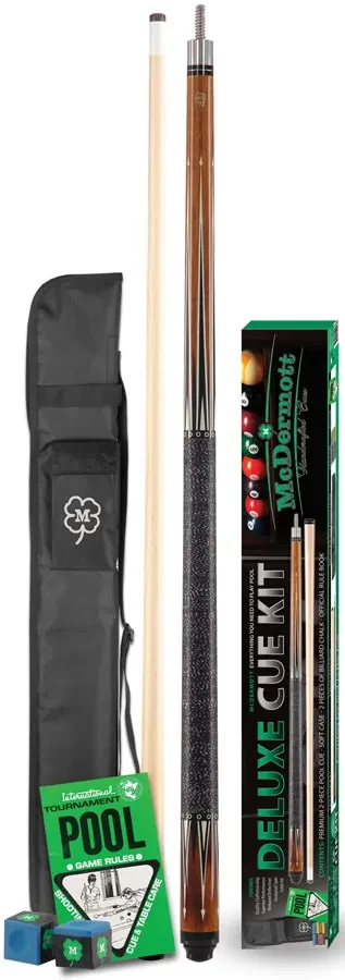 Estuche Deluxe de McDermott con Taco de Billar Pool Marrón + Funda + Accesorios - Imagen 2