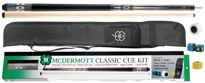 Estuche Classic de McDermott con Taco de Billar Pool Gris + Funda + Accesorios